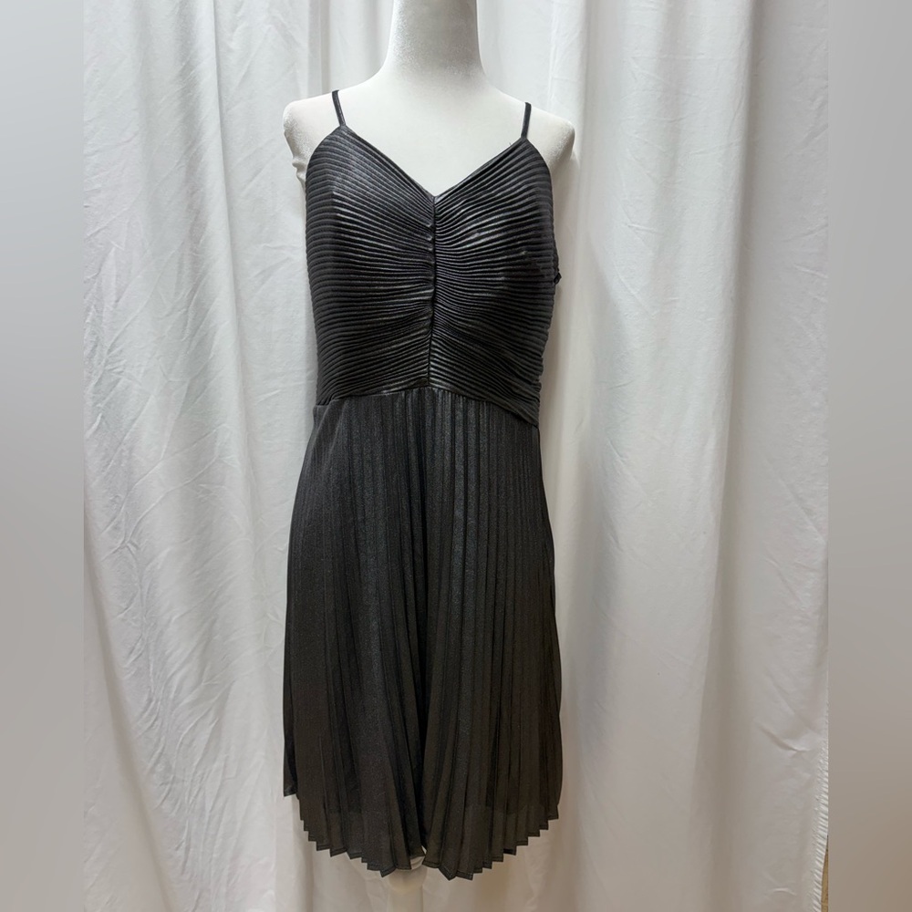 Express Metallic Mini Dress Pleated Bow Back Detail women’s L